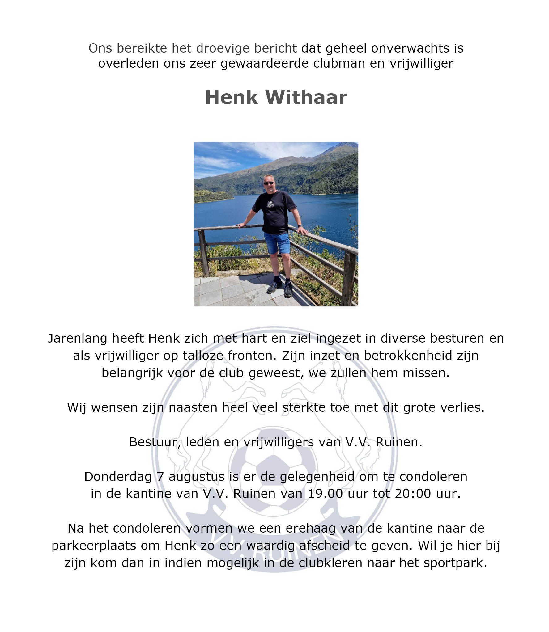 Rouwadvertentie Henk Withaar